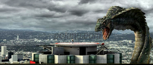 이무기가 도시에서 포효하는 디워의 한 장면 디워 공식홈페이지