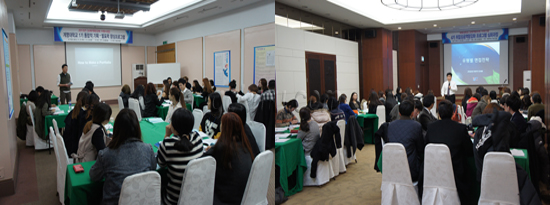 (좌)학생들이 발표력에 관한 특강을 듣고 있다 (우)취업성공역량강화프로그램에서 면접에 관한 특강을 듣고 있는 중이다 취업지원팀 제공